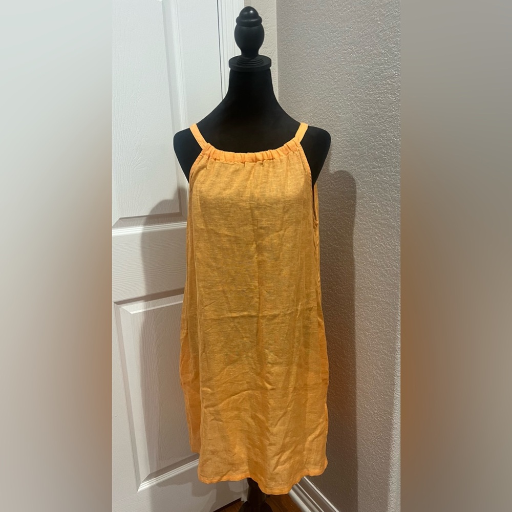 C & C California Linen Blend Dress With Pockets Creamsicle Orange Size L